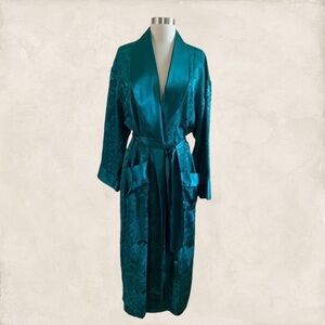 Vintage Gold Label Victoria’s Secret Emerald Green Ling Robe Size M/L